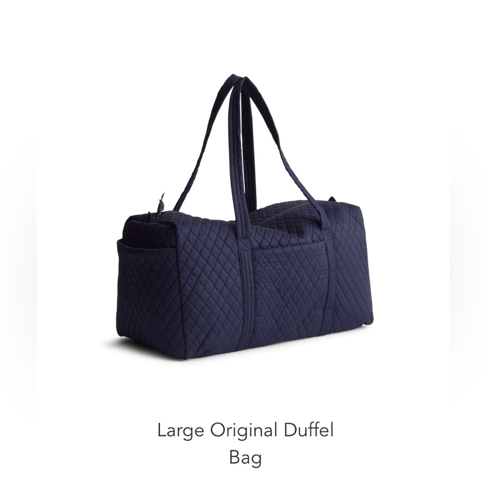 NWT Vera Bradley Large Original Duffel Bag in
Peacoat Navy Blue. Premium Cotton.
